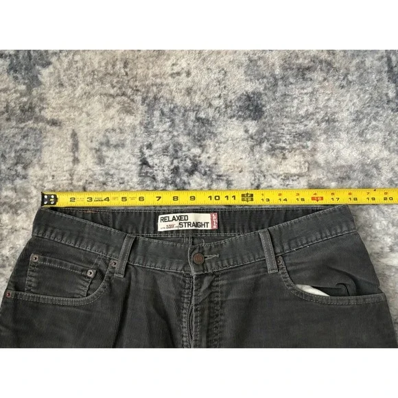 Levis 559 Corduroy Pants Mens 36x32 Gray Relaxed Fit Straight‎ Leg Preppy Casual - Picture 14 of 16